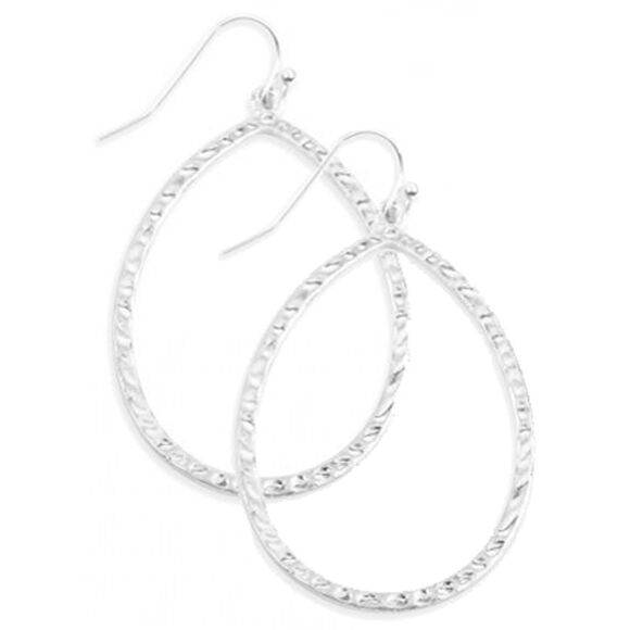Silver Hammered Teardrop Earrings - Picture 1 of 4
